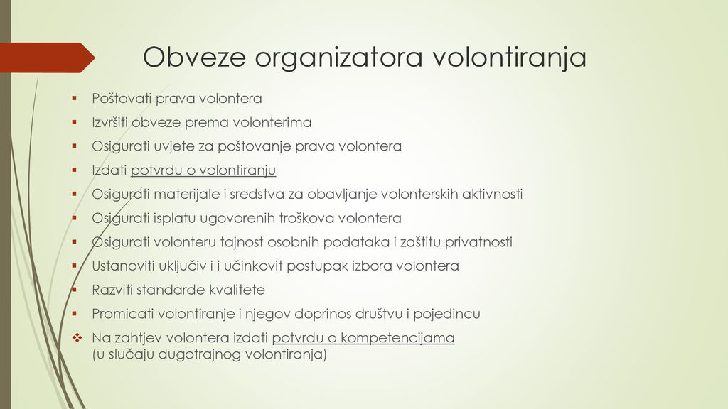 Obveze organizatora volontiranja