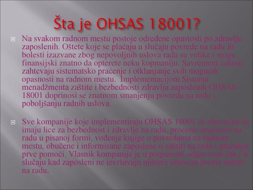 Šta je OHSAS