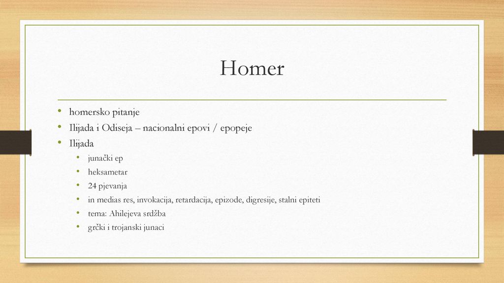 Homer homersko pitanje Ilijada i Odiseja – nacionalni epovi / epopeje