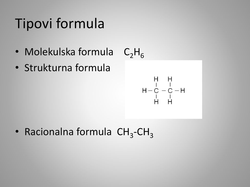 Tipovi formula Molekulska formula C2H6 Strukturna formula