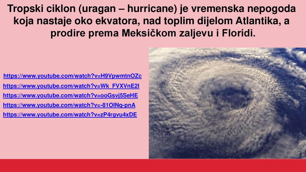 Tropski ciklon (uragan – hurricane) je vremenska nepogoda