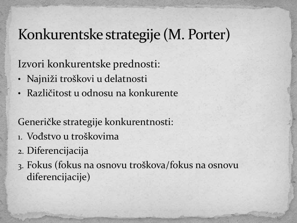 Konkurentske strategije (M. Porter)