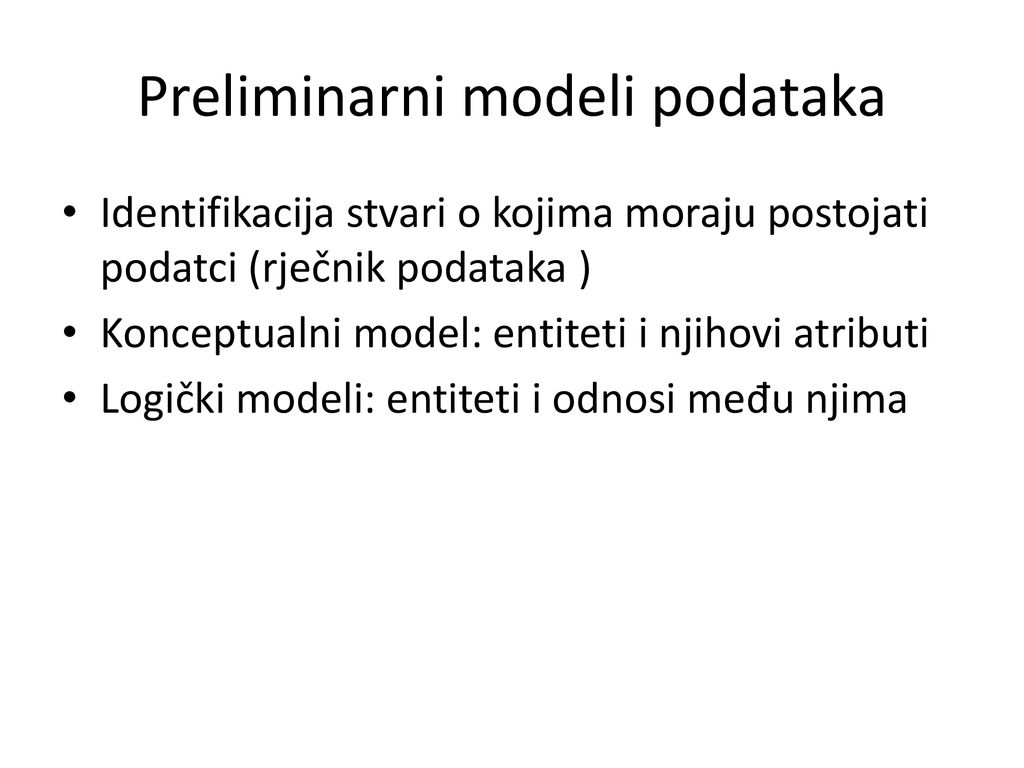 Preliminarni modeli podataka