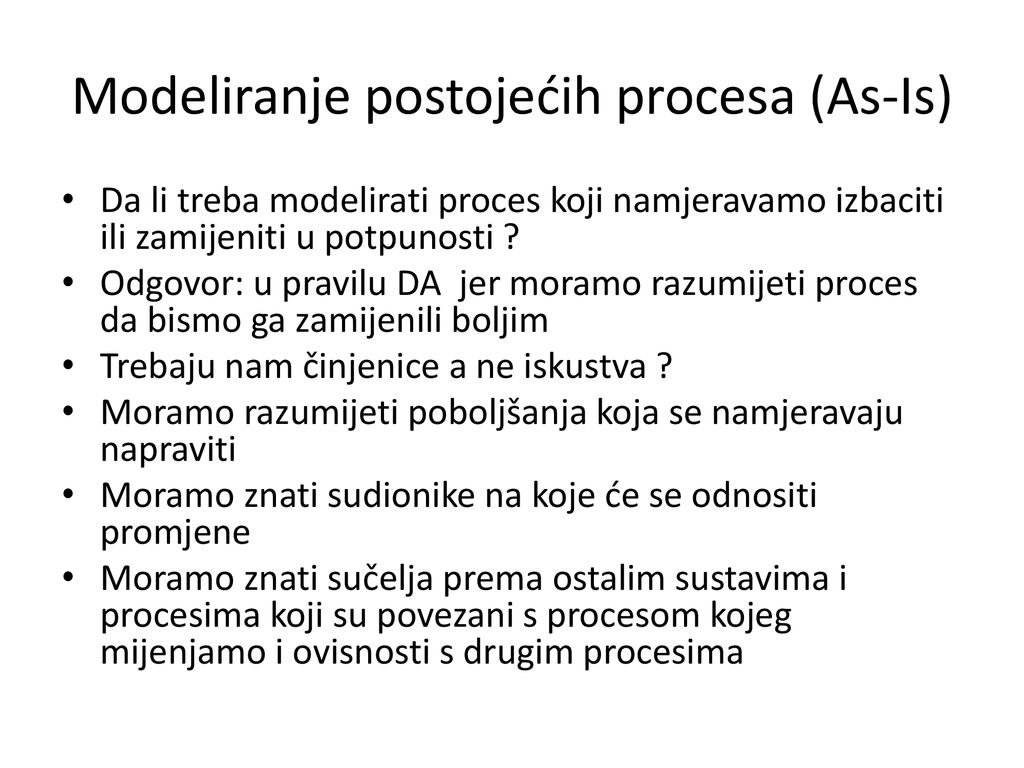 Modeliranje postojećih procesa (As-Is)