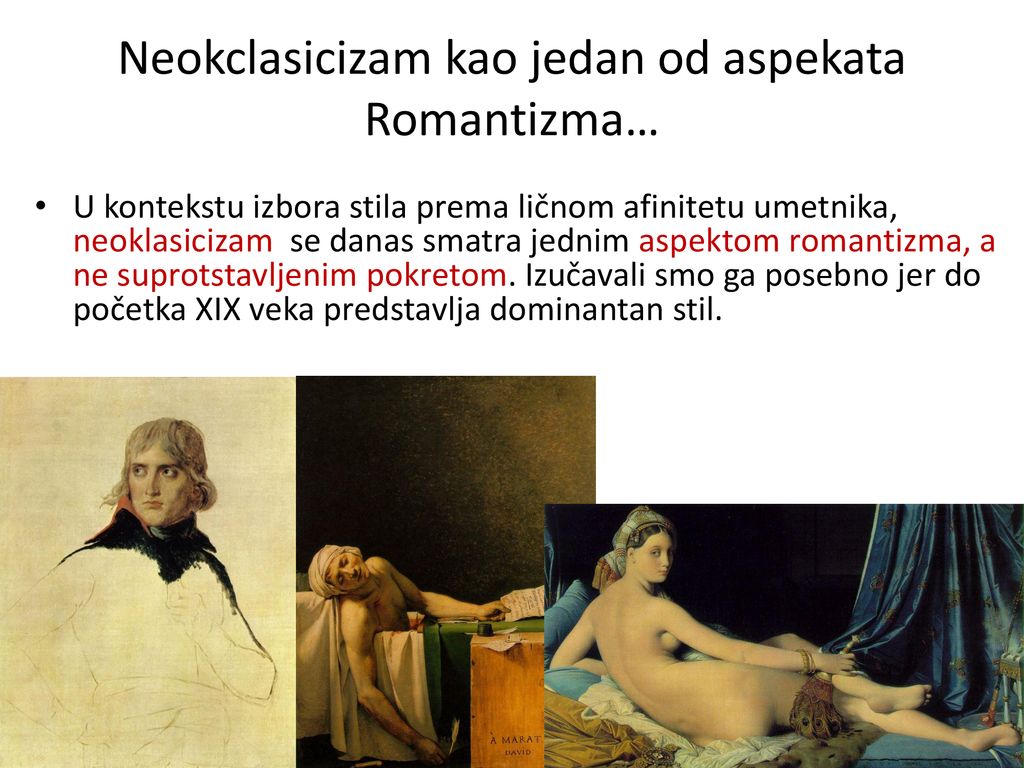 Neokclasicizam kao jedan od aspekata Romantizma…